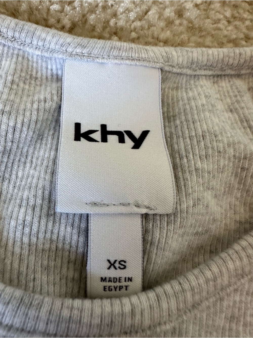 KHY Kylie Jenner Cropped Raw Hem Rib Tank in Light Heather Gray High Neck - Picture 4 of 5